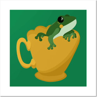 Frog and Yellow Teacup Posters and Art